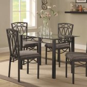 Beveled Glass Top & Dark Metal Base Modern 5Pc Dinette Set