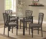 Beveled Glass Top & Dark Metal Base Modern 5Pc Dinette Set