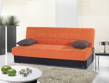 Planet Sofa Bed Convertible in Orange Microfiber by Rain [RNSB-Planet Orange]