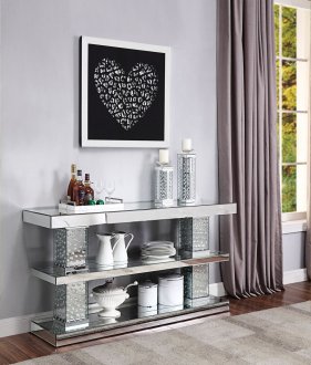 Nysa Console Table 90460 in Mirror & Faux Crystals by Acme