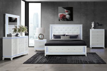 Alina Bedroom Set 5Pc in White by Global w/Options [GFBS-Alina White]