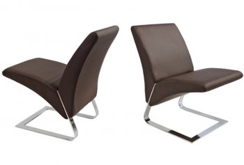 Fog Set of 2 Chairs in Brown Leatherette by Whiteline Imports [WLCC-Fog Brown]