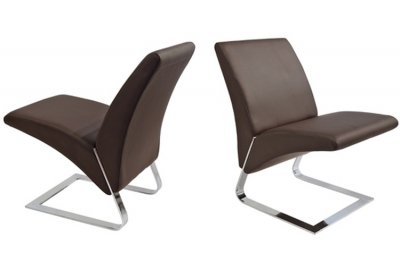 Fog Set of 2 Chairs in Brown Leatherette by Whiteline Imports