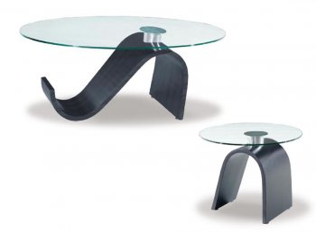 Black Base Contemporary Artistic Coffee Table W/Clear Glass Top [AECT-23C Black]