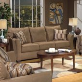 Beige Suede Fabric Modern Sofa & Loveseat Set w/Options