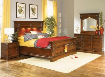 Mahogany Finish Traditional Storage Bed w/Optional Case Goods [HLBS-B039]