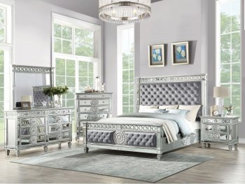 Varian Bedroom BD02303Q Gray Velvet & Mirrored by Acme [AMBS-BD02303Q Varian]