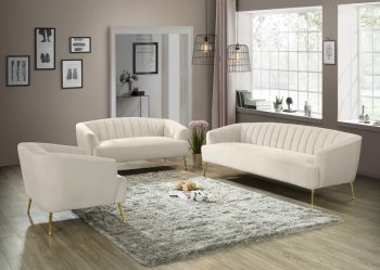 Tori Sofa 657 in Cream Velvet Fabric by Meridian w/Options [MRS-657 Tori Cream]