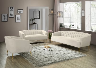 Tori Sofa 657 in Cream Velvet Fabric by Meridian w/Options