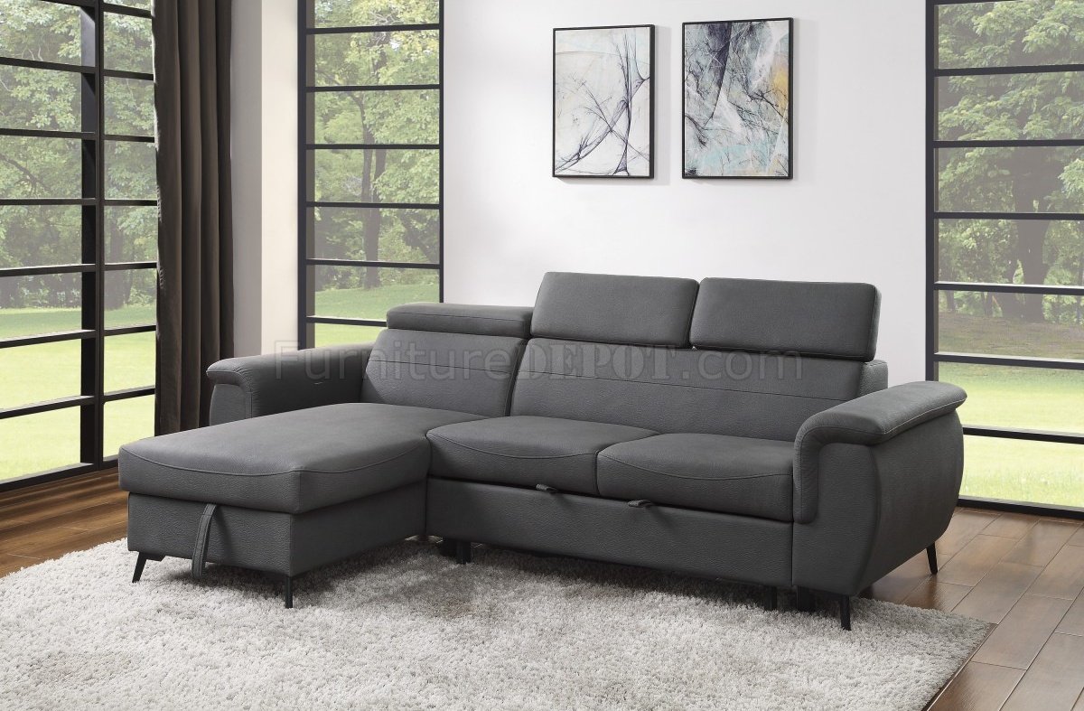 Cadence Sectional Sofa 9403GY in Gray Microfiber by Homelegance