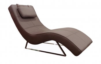 Soho Chaise in Brown Leatherette by Whiteline Imports [WLCL-Soho Brown]