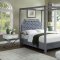 Rowan Upholstered Bed in Grey Velvet Fabric by Meridian w/Canopy