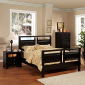 Black Finish Modern 5Pc Bedroom Set w/Queen or Full Bed