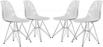 Cresco Set of 4 Dining Chairs CR19CL in Clear by LeisureMod [LMDC-CR19CL-Cresco Clear]