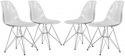 Cresco Set of 4 Dining Chairs CR19CL in Clear by LeisureMod