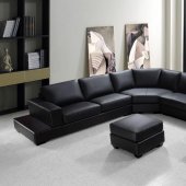 Black Bonded Leather Modern U-Shape Sectional Sofa