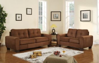 Brown Fabric Modern Casual Sofa & Loveseat Set [GYS-G206]