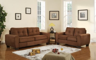 Brown Fabric Modern Casual Sofa & Loveseat Set