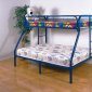 Blue Finish Contemporary Twin/Full Bunk Bed w/Built-In Ladder