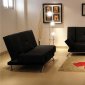 Black Tufted Leatherette Living Room Set with Sleeper Sofa