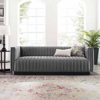 Conjure Sofa in Gray Velvet Fabric by Modway w/Options [MWS-3885 Conjure Gray]