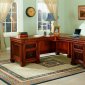 Two-Tone Finish Traditional Executive Desk w/Block Legs