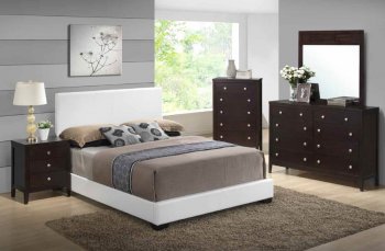 8103-Lily 5Pc Bedroom Set by Global w/White Upholstered Bed [GFBS-8103 White Lily]