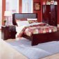 Warm Cherry Finish 5Pc Modern Bedroom Set w/Leather Headboard