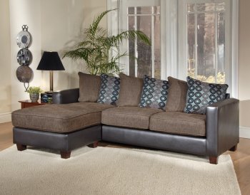 Chocolate Fabric Modern Sofa & Ottoman Set w/Leather Base [CHFS-SD-7801]