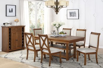 F2451 7Pc Dining Set in Oak & Ivory by Poundex w/Options [PXDS-F2451-F1727]