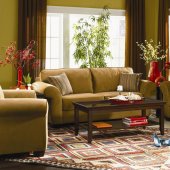 Tan or Olive Velvet Casual Sofa & Loveseat Set