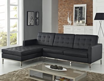 Loft Sectional Sofa in Black Leather by Modway [MWSS-Loft Black]