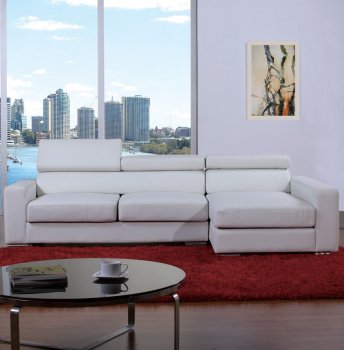 White Bonded Leather Sectional Sofa w/Adjustable Headrest [THSS-BVT-B2186]