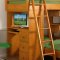 Natural Honey Finish Solid Pine Contemporary Loft Bed with Desk