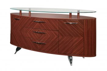 Half Brown High Gloss Zebrano Finish Contemporary Buffet [GFBU-Adriana]