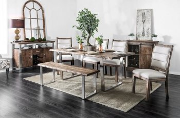 Mandy Industrial Style Dining Table CM3451A-T in Oak w/Options [FADS-CM3451A-Mandy Oak]