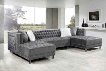 LCL-010 Sectional Sofa in Gray Velvet [BDSS-LCL-010 Gray]