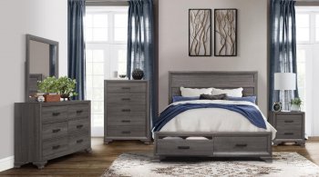 Ryan Bedroom Set 5Pc in Dark Gray by Global w/Options [GFBS-Ryan Dark Gray]