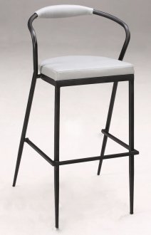 Grey Seat & Black Metal Base Set of 2 Barstools w/Slim Back