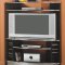 Black Modern Corner Entertainment Center w/Chrome Accents