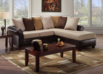 Multi-Tone Combo Microfiber Sectional Sofa w/Optional Ottoman [AFSS-7500-Combo]