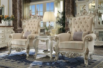 Picardy II Accent Chair 53463 in Fabric & Antique Pearl by Acme [AMAC-53463-Picardy II]