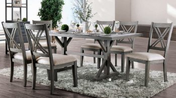 Lankin 7Pc Rustic Dining Set CM3379T in Gray [FADS-CM3379T-Lankin]