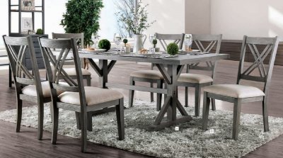 Lankin 7Pc Rustic Dining Set CM3379T in Gray