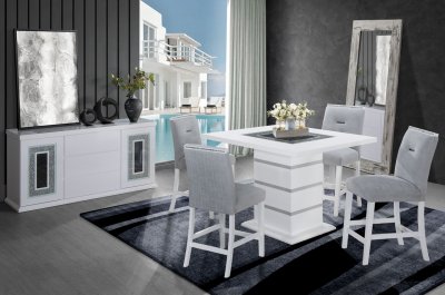 Monaco Bar Table & Barstools 5Pc Set White by Global w/Options