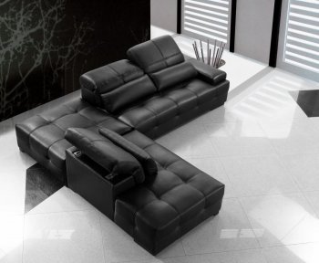 0668A Black Tufted Leather Modern Sectional Sofa [VGSS-0668A]