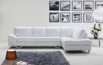 Vanity Sectional Sofa in White Leather by VIG w/Metal Legs [VGSS-Vanity White]