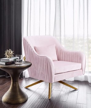 Paloma Accent Chair 585 in Pink Velvet Fabric by Meridian [MRCC-585Pink Paloma]