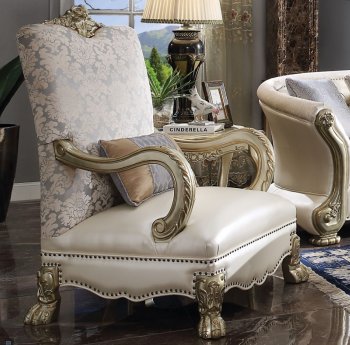 Dresden II Accent Chair 54877 in Bone PU & Gold Patina by Acme [AMAC-54877 Dresden II]