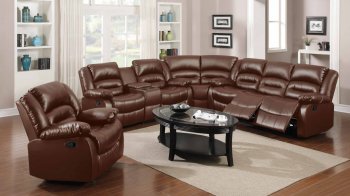 9242 Reclining Sectional Sofa in Brown Bonded Leather w/Options [EGSS-9242]